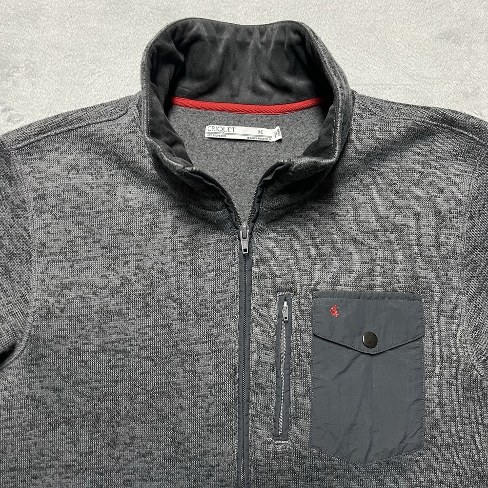 Criquet Jacket Mens M Gray Performance Fleece Golf Full Zip Outdoor - READ